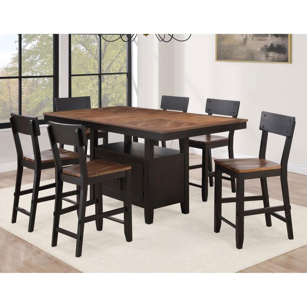 Steve Silver Co. Bermuda Storage Counter Height Table in Black and Dark Acacia - Table Only, , large