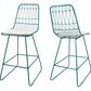 Hearth and Haven Niez Outdoor Counter Stool with Ivory Cushion in Teal (Set of 2), , large