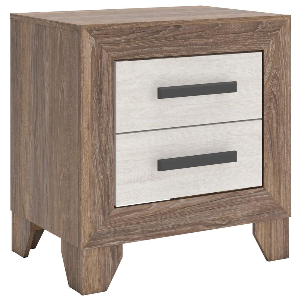 Ashley Sharnari 2-Drawer Nightstand in Warm Gray, Brown and Antique White, , large