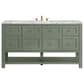 James Martin Vanities Breckenridge 60" Single Bathroom Vanity in Smokey Celadon with 3 cm Carrara White Marble Top and Rectangular Sink, , large
