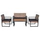 Hearth and Haven 4-Piece Patio Conversation Set with Black Cushion in Light Brown, , large