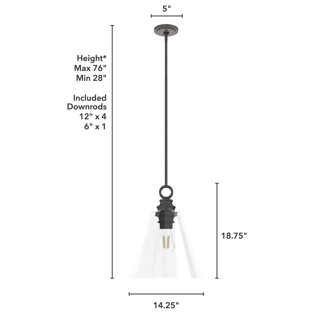 Hunter Klein 14&quot; 1-Light Pendant in Noble Bronze, , large