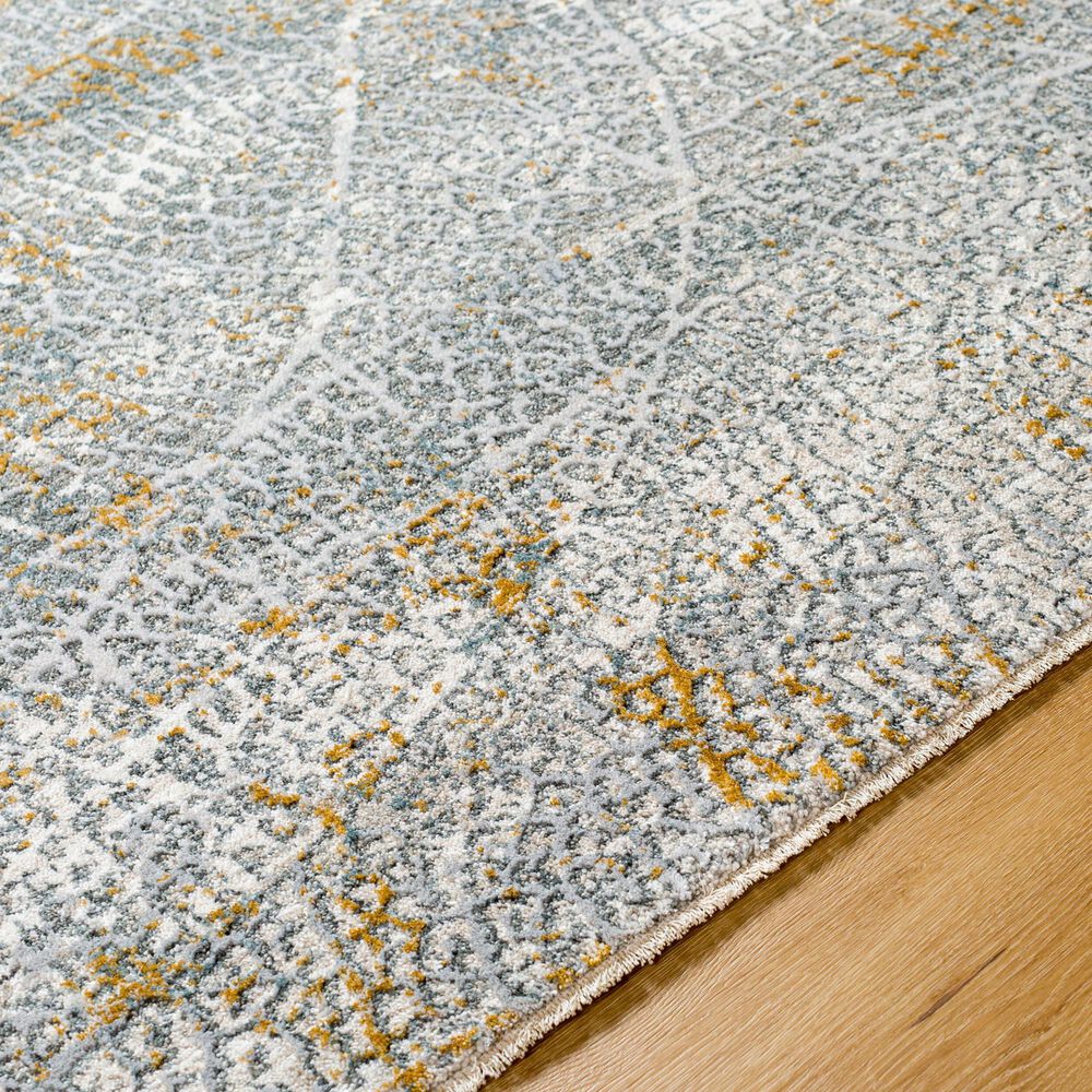 Surya Dresden Medium Gray, White, Light Slate, Gray, Mustard and Denim 9&#39; x 12&#39;2&quot; Area Rug, , large