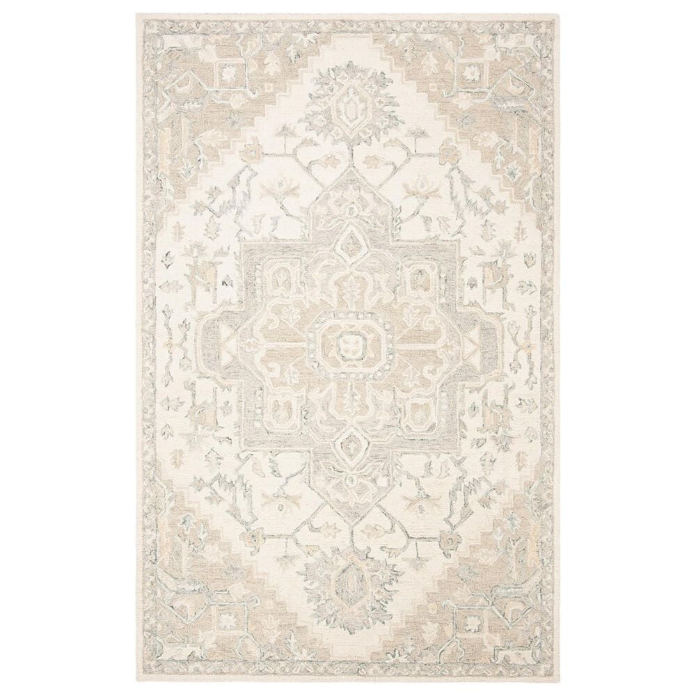 Safavieh Micro-Loop 6" x 9" Ivory and Beige Area Rug, , large
