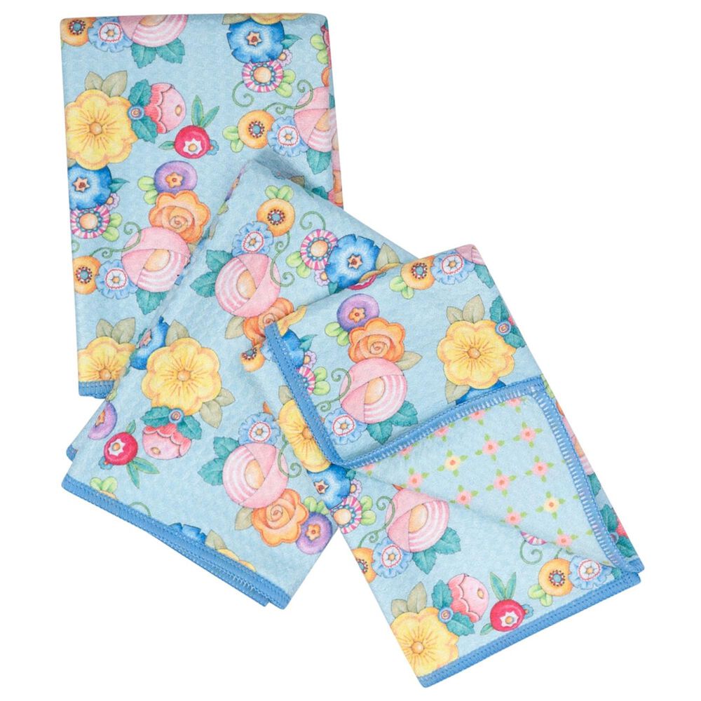 Once Again Home Wildflower Garland Reversible Mighty Mini Towel in Light Blue &#40;Set of 3&#41;, , large