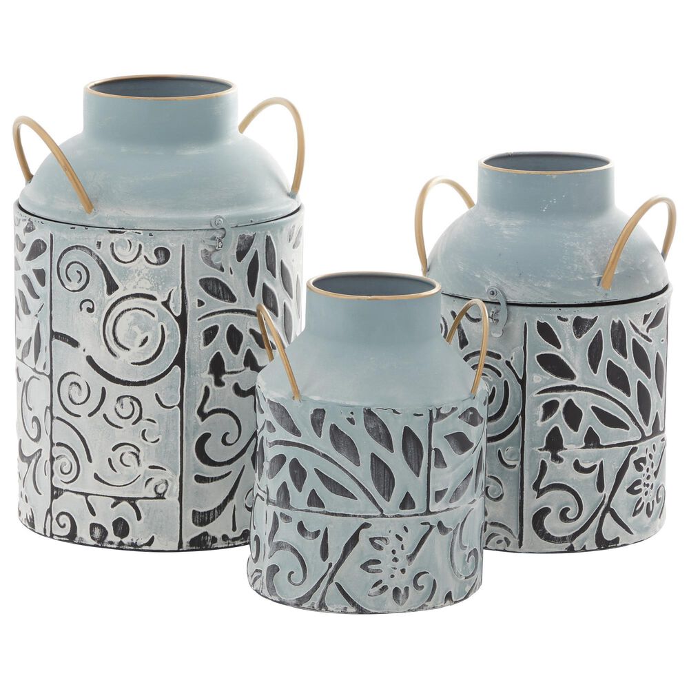 Maple and Jade Farmhouse Botanical Vase in Blue, Black and Brown (Set of 3), , large