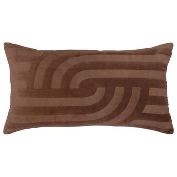 Rizzy Home 14" x 26" Swirl and Striped Down Filled Lumbar Pillow in Brown, , large