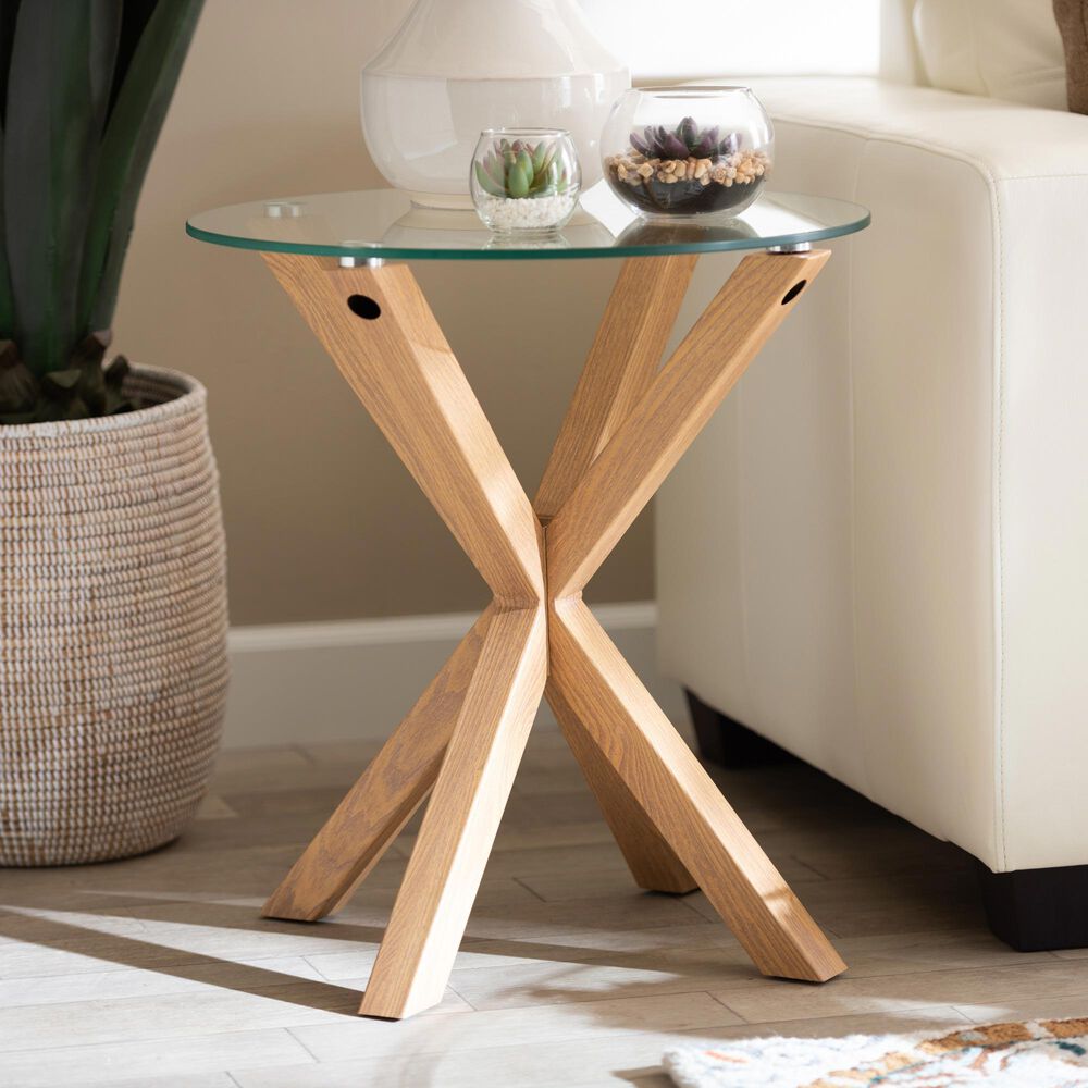 Baxton Studio Lida End Table in Clear/Natural, , large