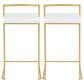 Lumisource Fuji High Back Counter Stool with White Faux Leather Cushion in Gold (Set of 2), , large
