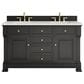 James Martin Vanities Brookfield 60" Double Bathroom Vanity in Black Onyx with 3 cm Lime Delight Quartz Top and Rectangular Sinks, , large
