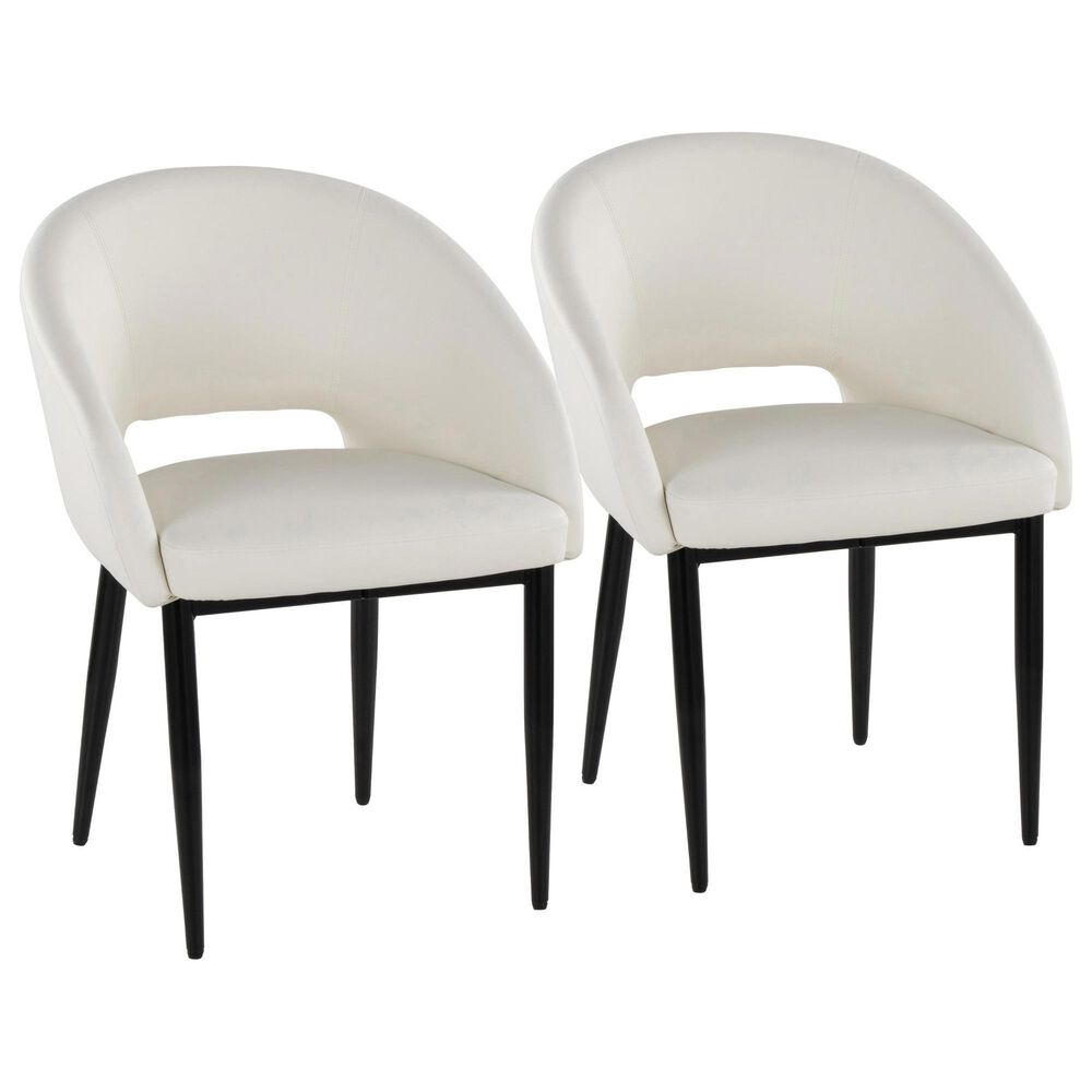 LumiSource Renee Upholstered Contemporary Chair in Black Metal and White Faux Leather by LumiSource, , large
