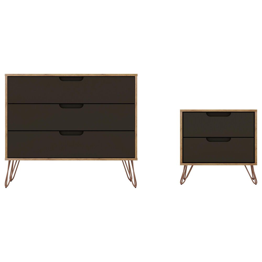 Dayton Rockefeller 2 Piece Dresser & Nightstand Set in Nature/Textured Grey (Set of 2), , large