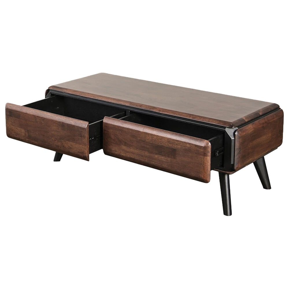 Furniture of America Coffee Table with Storage Drawers in Rich Walnut, , large