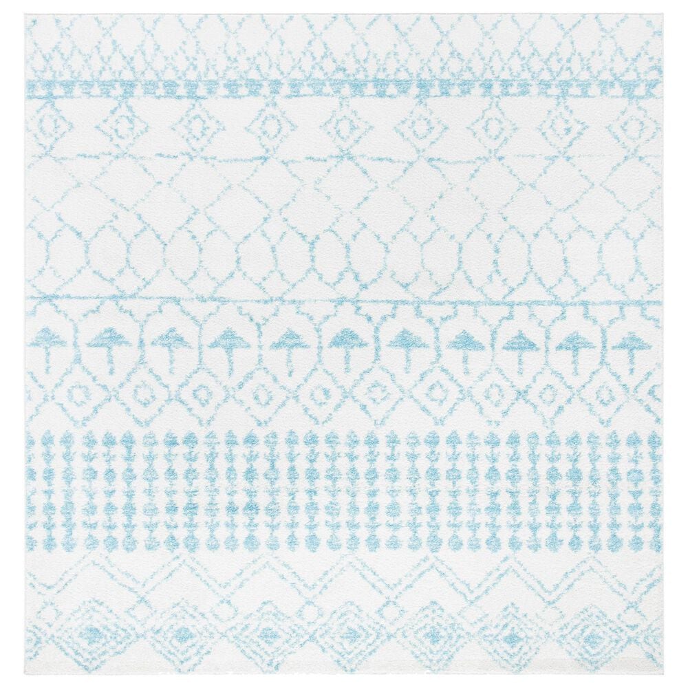 Safavieh Tulum 6"7" Square Ivory and Turquoise Area Rug, , large