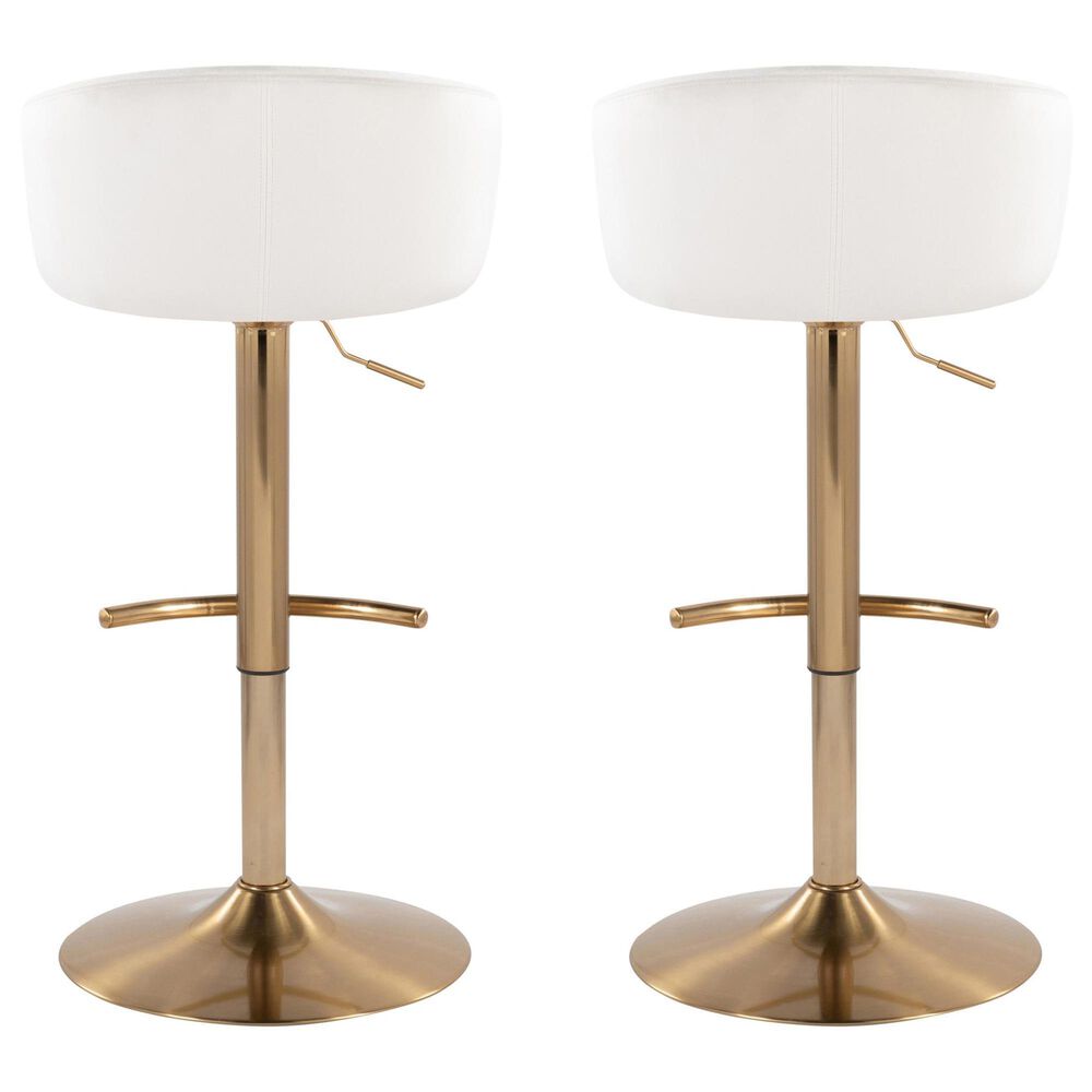 LumiSource Claire Swivel Adjustable Barstool with Cream Velvet Upholstery in Gold (Set of 2), , large