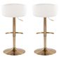 LumiSource Claire Swivel Adjustable Barstool with Cream Velvet Upholstery in Gold (Set of 2), , large