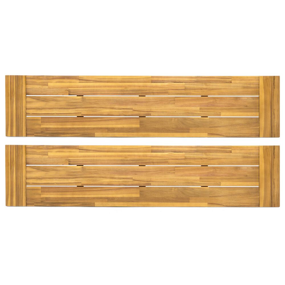 Hearth and Haven Outdoor Dining Bench in Light Teak (Set of 2), , large