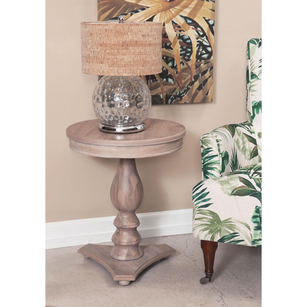 Linon Home Decor Stanton Round Side Table in Natural, , large