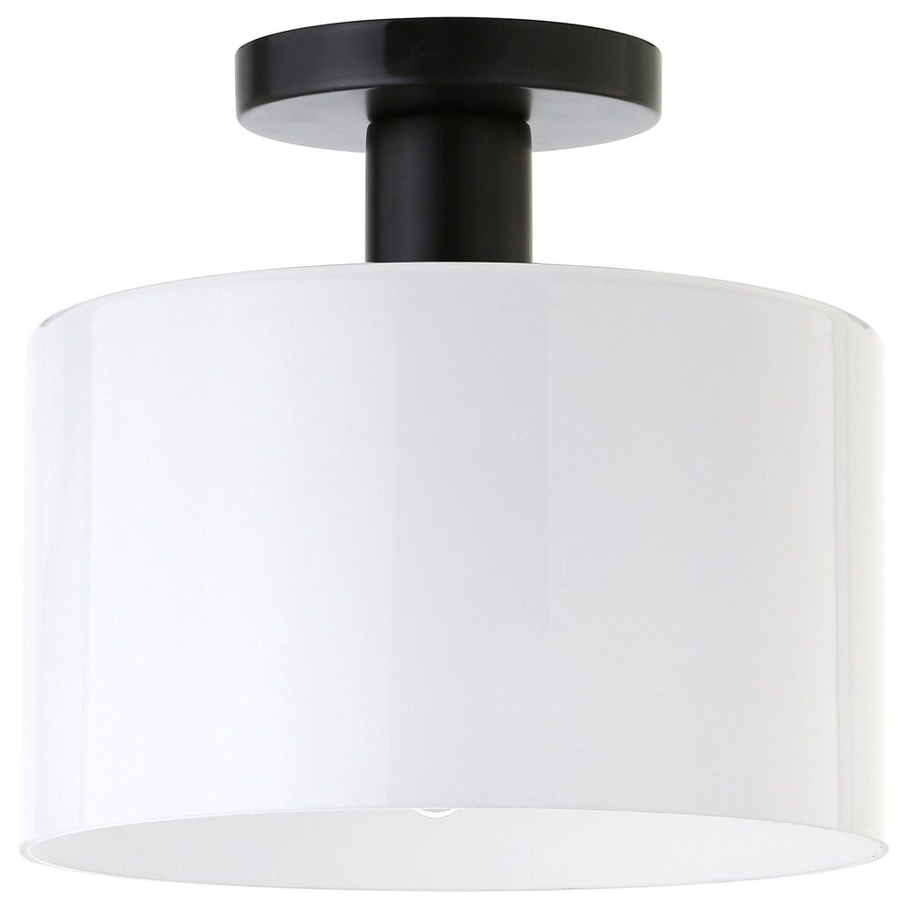 Hudson and Canal Henri Semi Flush Mount with Opaque Glass in Matte Black, , large