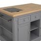 Linon Home Decor Posie Kitchen Island with 2 Stools in Grey, Natural and Black, , large