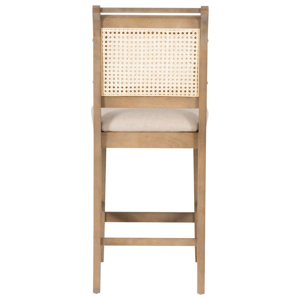 Linon Home Decor Emmy 26" Counter Stool with Natural Claudette Cane and Beige Cushion in Grey Wash, , large