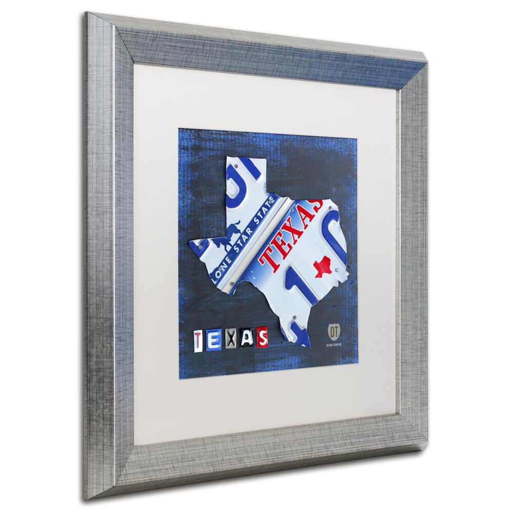 Timberlake 16&quot; x 16&quot; Texas License Plate Map Art in White Matting and Silver Frame, , large