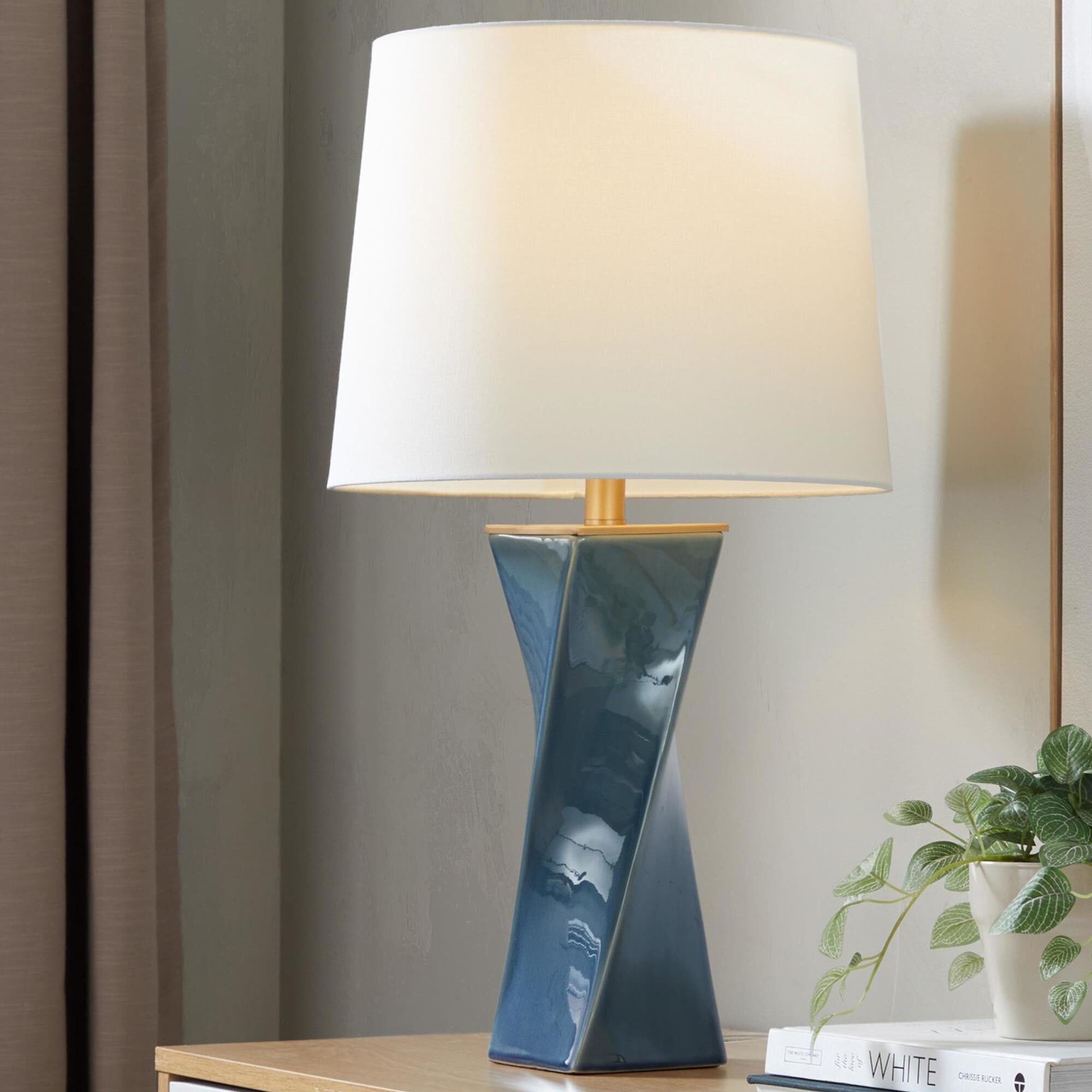 Grandview Gallery Curvo Square Table Lamp in Blue and Gold