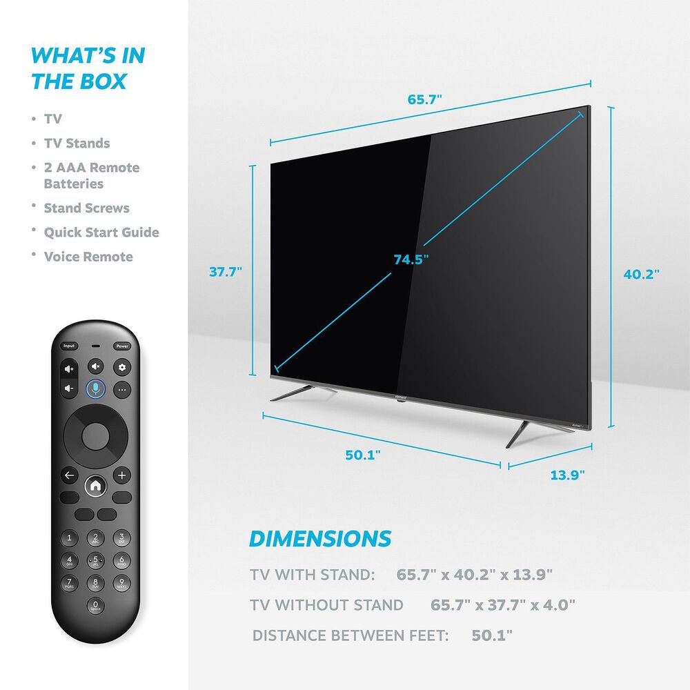 Element 75&quot; 4K UHD HDR SMART XUMO TV, , large