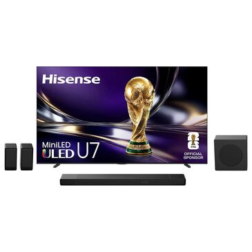 Hisense 100" Class U7 Series ULED Mini-LED 4K - Smart Google TV with 5.1.4 Channel Soundbar System in Black, , large