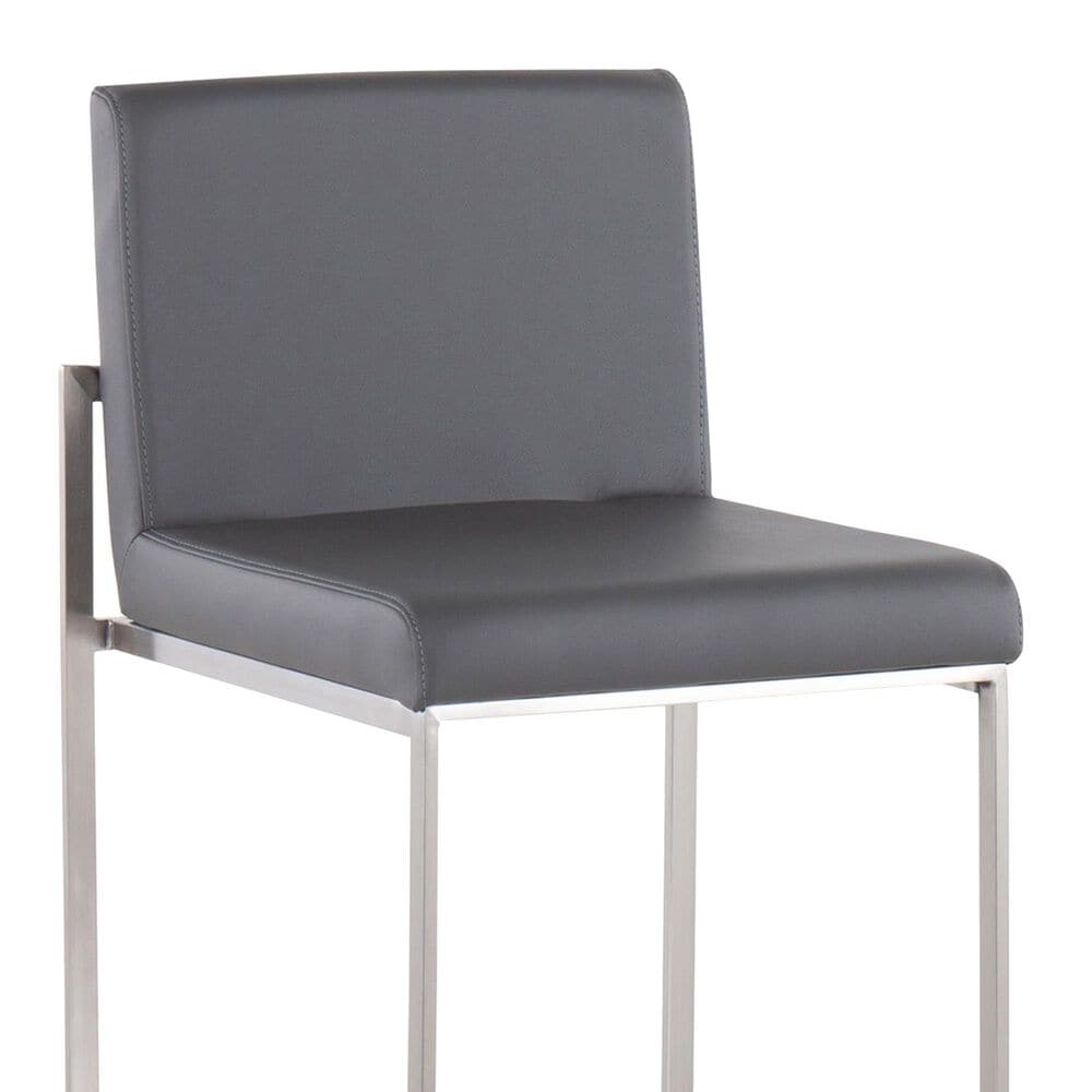 Lumisource Fuji Stackable Barstool with Grey Faux Leather Cushion in Stainless Steel &#40;Set of 2&#41;, , large