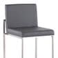 Lumisource Fuji Stackable Barstool with Grey Faux Leather Cushion in Stainless Steel (Set of 2), , large
