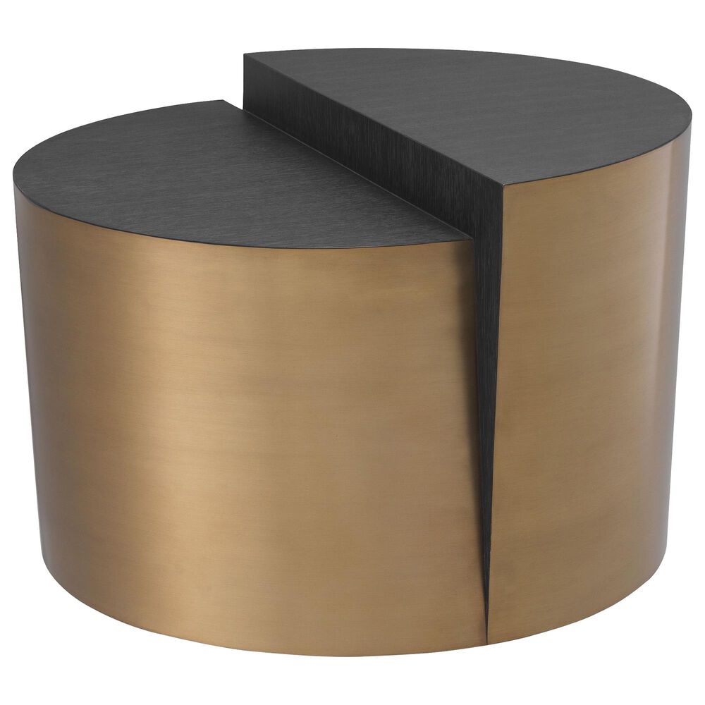 Eichholtz Riviera Side Table in Brushed Brass and Charcoal Grey, , large