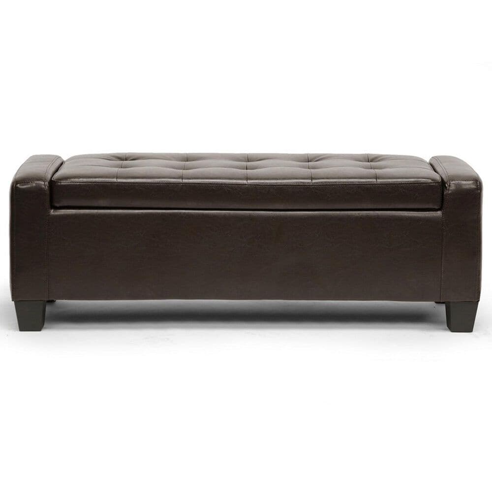Baxton Studio Manchester Storage Ottoman in Dark Brown, , large