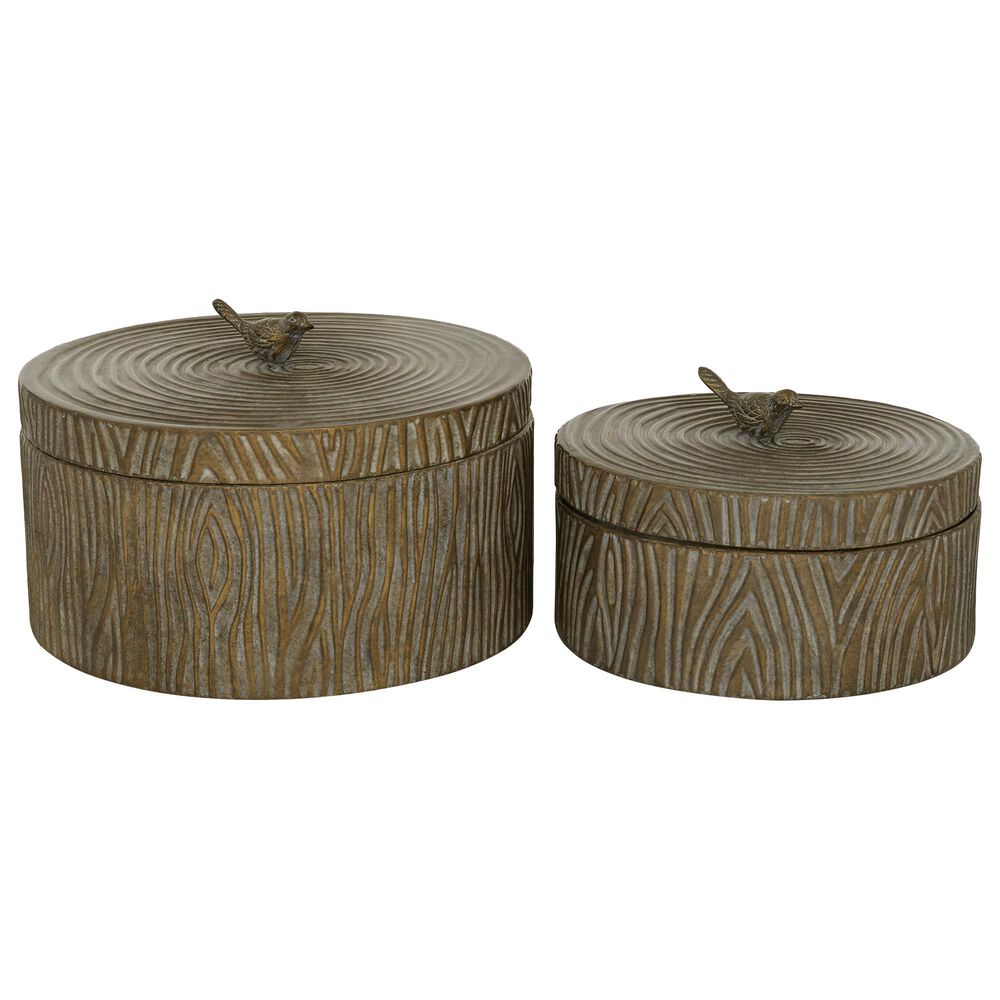 Maple and Jade Vintage Decorative Jar in Antique Bronze (Set of 2), , large