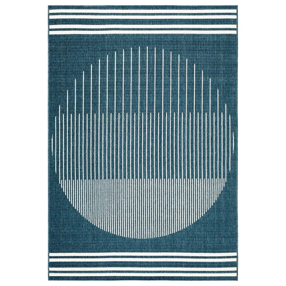 Surya Alfresco 5"3" Square Marine Blue, Light Silver, Slate Blue and Metallic Silver Indoor/Outdoor Area Rug, , large