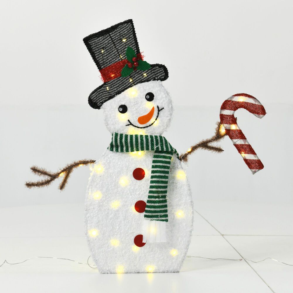 HOMLUX 2-Piece Heart Snowman with LED Lights in White, , large