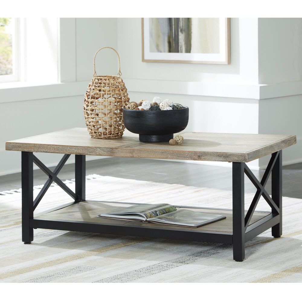 Ashley Bristenfort Rectangular Cocktail Table in Brown and Black, , large