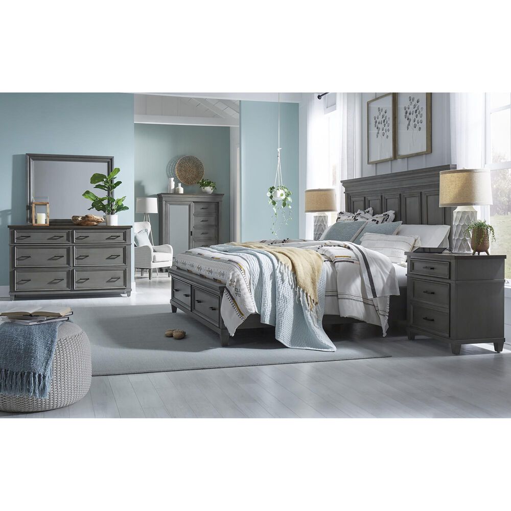 Riva Ridge Caraway 5-Drawer Sliding Door Chest in Aged Slate, , large