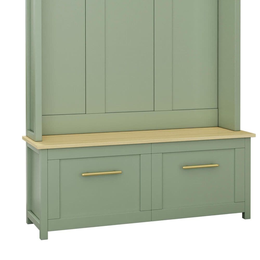 HOMLUX 6-Hook Hall Tree with 2-Drawer in Green, , large