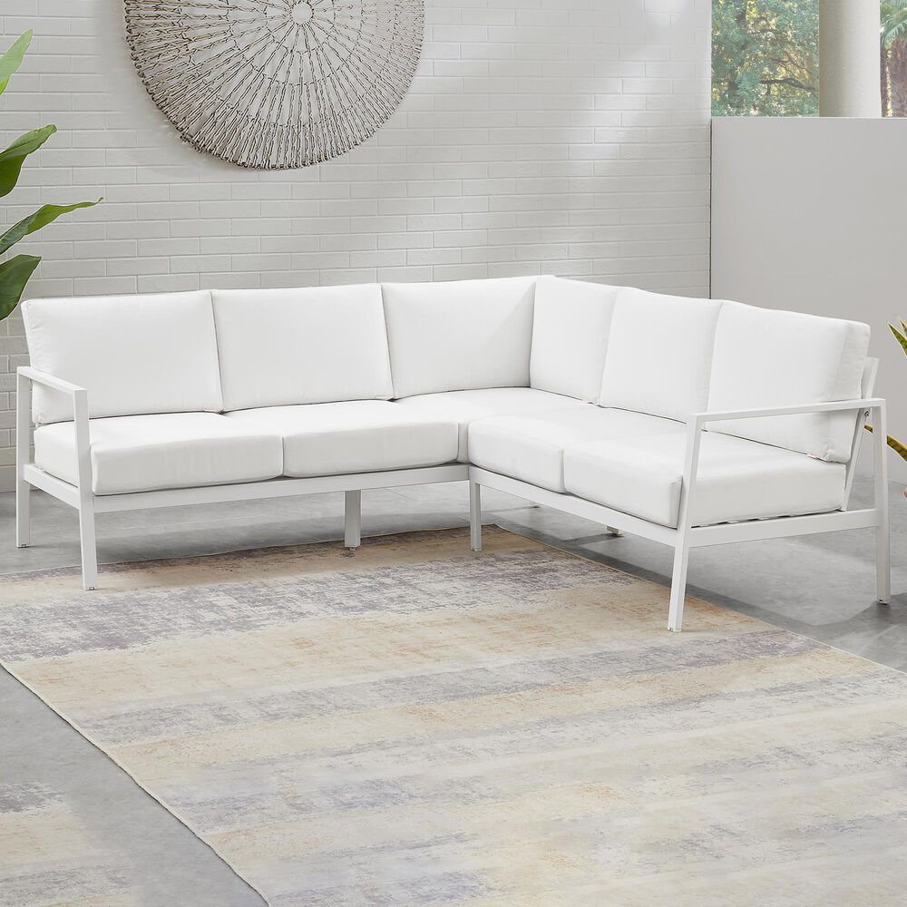 Linon Home Decor Holland 2-Piece Outdoor Sectional Sofa in White, , large