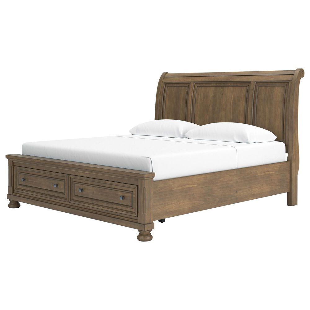 Ashley Feddinger King Storage Sleigh Bed in Chestnut Brown, , large