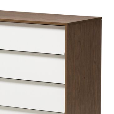 Baxton Studio Hildon 4 Drawer Storage Chest in White/"Walnut" Brown, , large