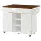 HOMLUX 52" Fluted Kitchen Island with Drop Leaf in White, , large
