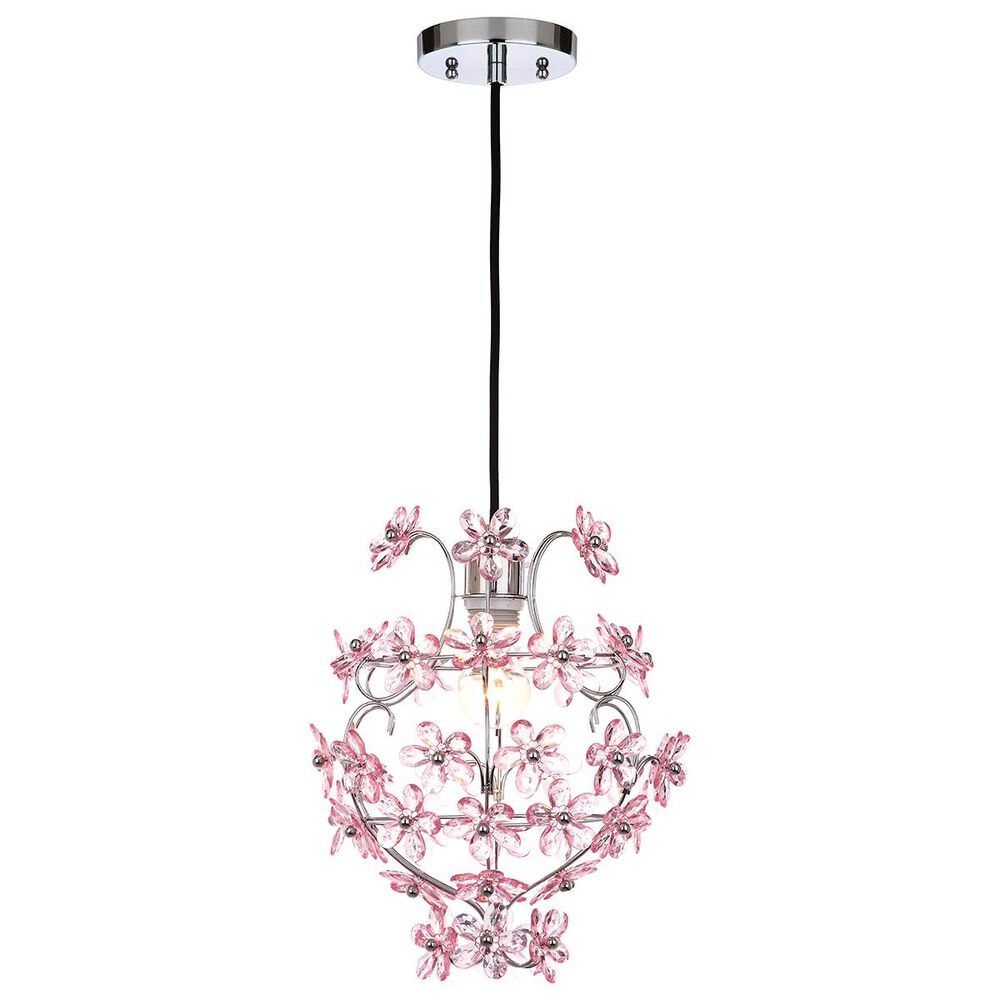 Safavieh Raz Floral 11.75" Pendant in Chrome/Pink, , large