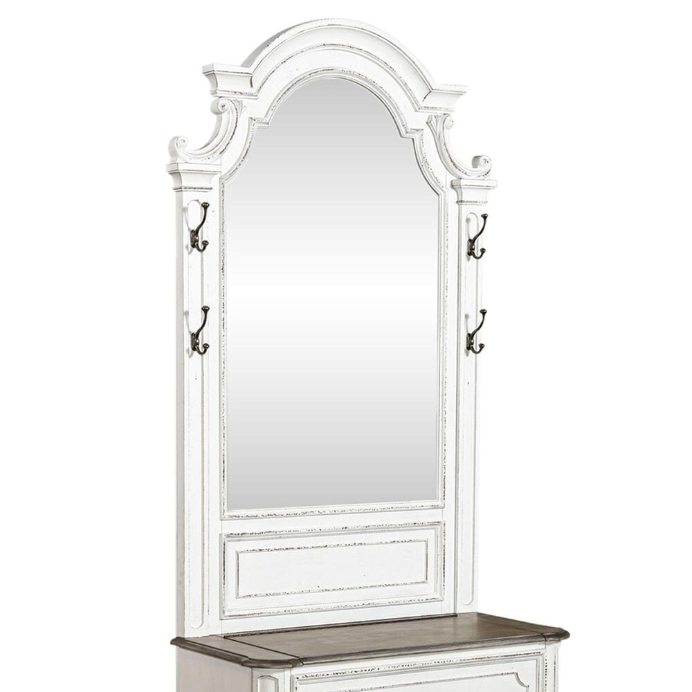 Belle Furnishings Magnolia Manor Hall Tree in Antique White and Weathered Brown, , large