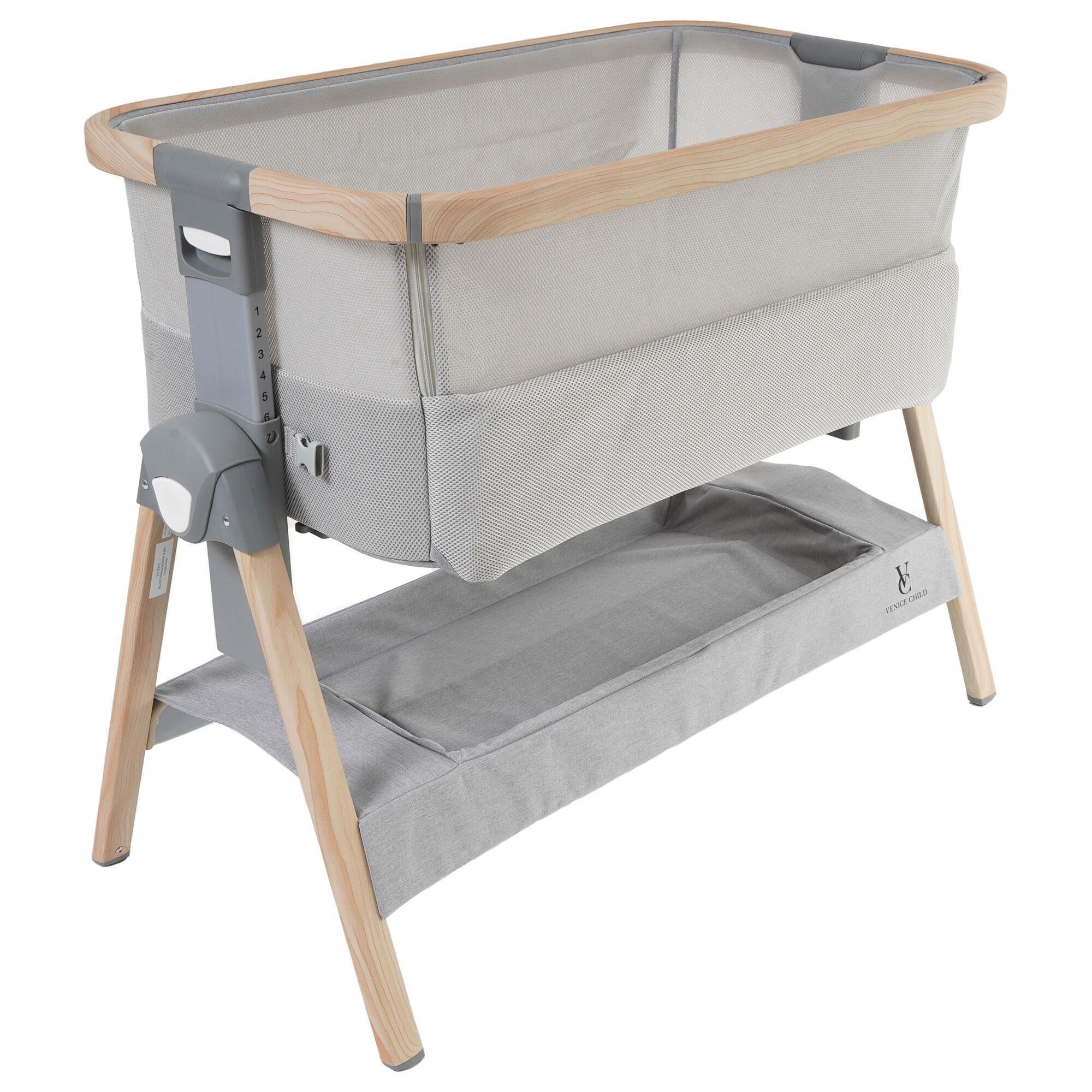 Venice Child California Dreaming Bedside Bassinet in Gray Wood NFM