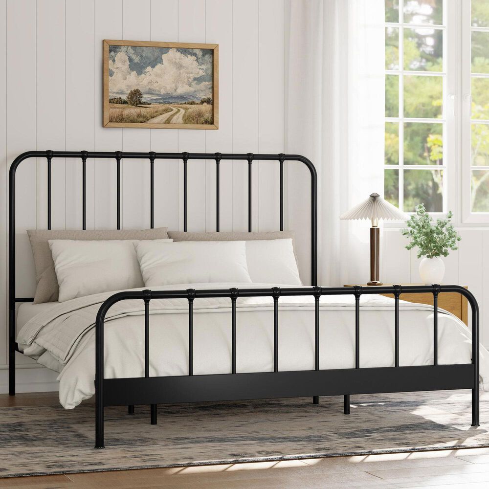 Richlands Furniture Javi King Slat Platform Metal Bed in Black, , large
