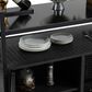 Hearth and Haven Patio Bar Cart with Glass Top and Storage Cabinet in Black, , large
