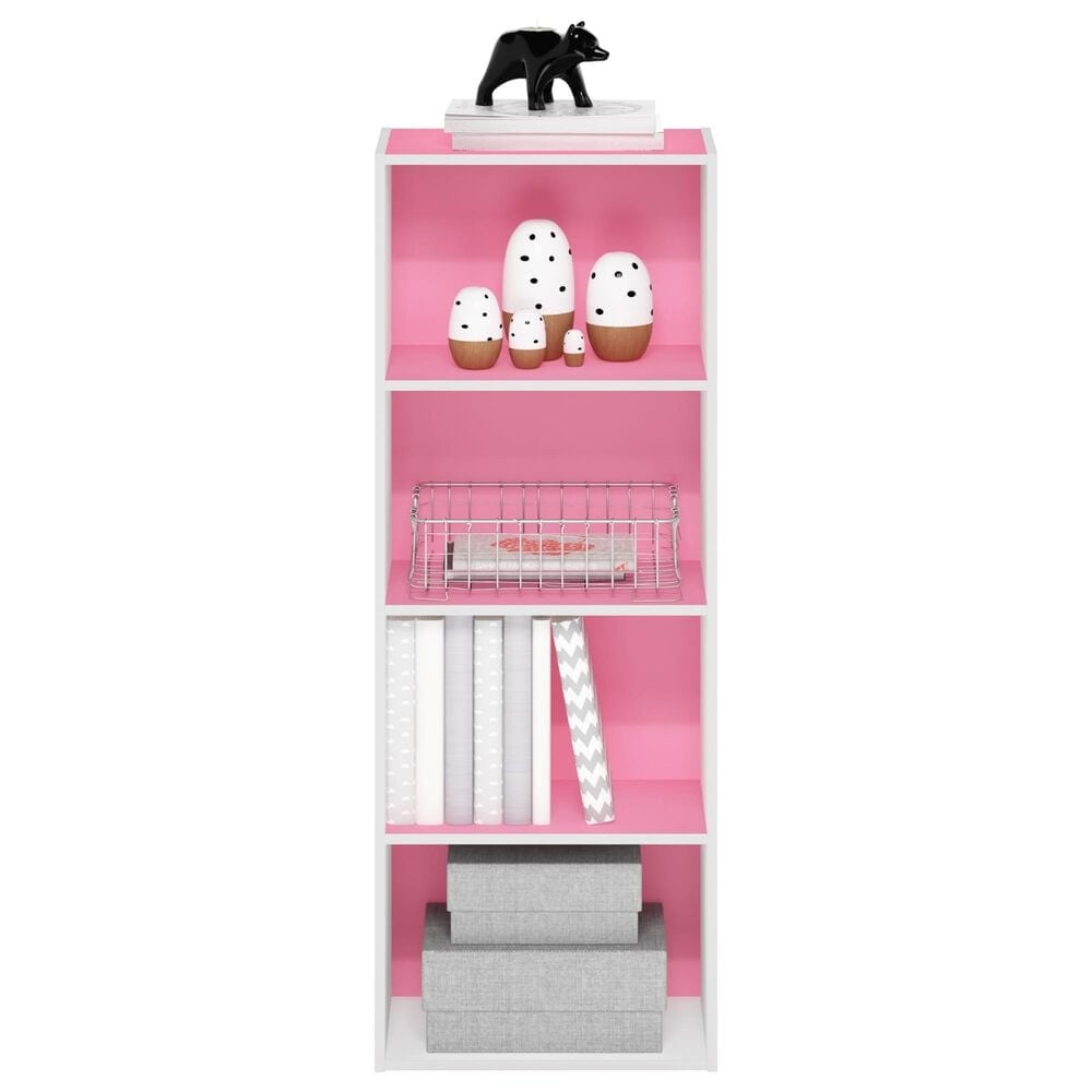 HOMLUX 4-Tier Open Shelf Bookcase in Pink and White, , large