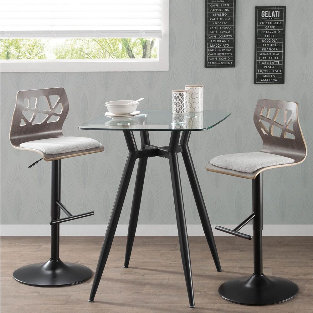 Lumisource Folia Swivel Barstool in Black and Light Grey &#40;Set of 2&#41;, , large